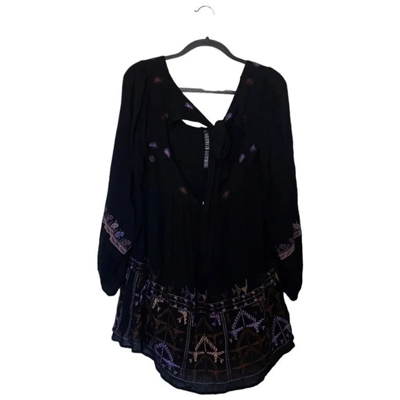 FREE PEOPLE Rhiannon Embroidered Babydoll Tunic Boho Dress Size Extra Small - Picture 3 of 7
